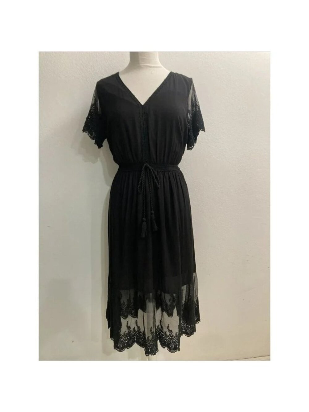 Black Dress Boho Whimsigoth Fairy Grunge Witchy Cottagecore size small L Love